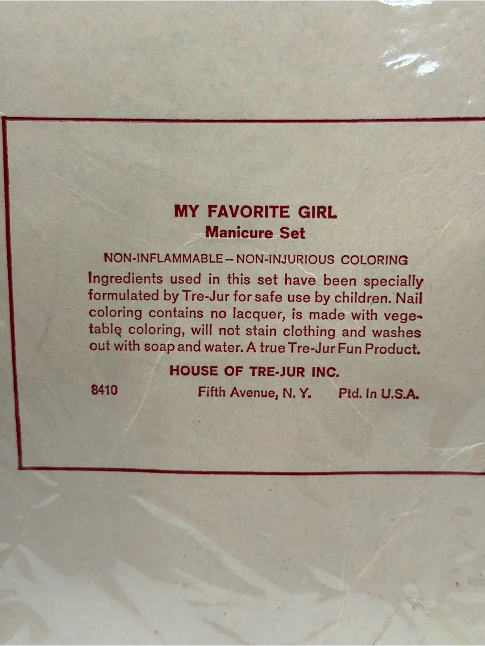 Vintage My Favorite Girl Manicure Set by Tre-Jur Child’s Vanity Grooming Set NOS